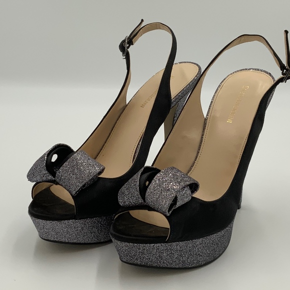 Enzo Angiolini Black Silver Stiletto Heel Pumps - Picture 1 of 8
